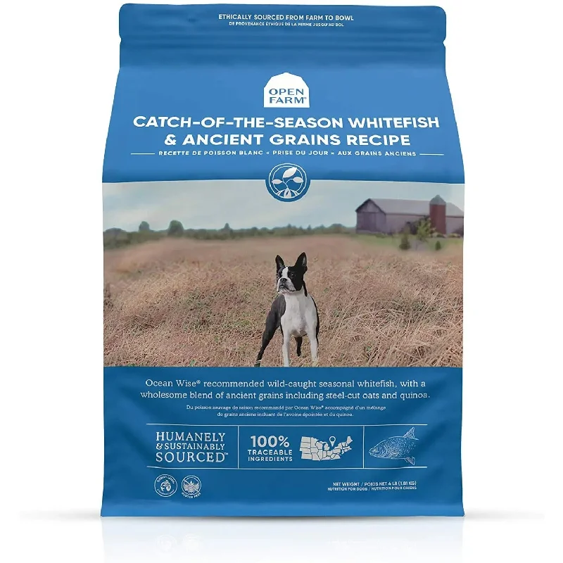 Raw dog food with fresh ingredients for a more natural diet-Open Farm® Catch-of-the-Season Whitefish & Ancient Grains Dry Dog Food