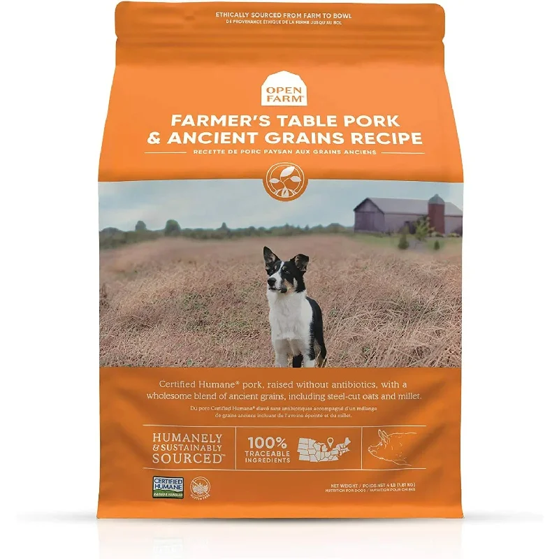 Best dog food for weight loss with high protein and low fat content-Open Farm® Farmer's Table Pork & Ancient Grains Dry Dog Food