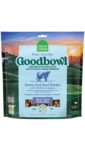 Best dog food with no fillers like corn, soy, or wheat for better digestion-Open Farm Freeze-dried Raw: Grass-fed Beef w/ Wholesome Grains