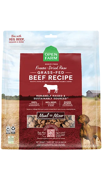 Dog food with kale and spinach for added vitamins and antioxidants-Open Farm Freeze-dried Raw: Grass-fed Beef