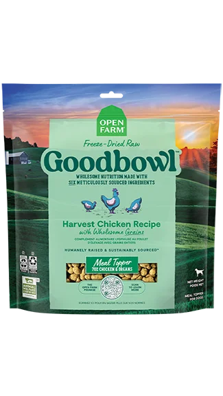 Grain-free dog food with pork for a novel protein and allergy-friendly option-Open Farm Freeze-dried Raw: Harvest Chicken w/ Wholesome Grains