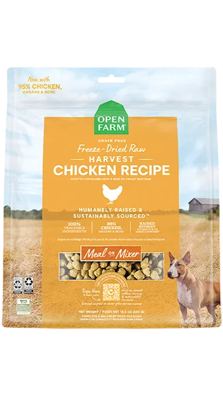 Premium dog food with no artificial preservatives for better health-Open Farm Freeze-dried Raw: Harvest Chicken