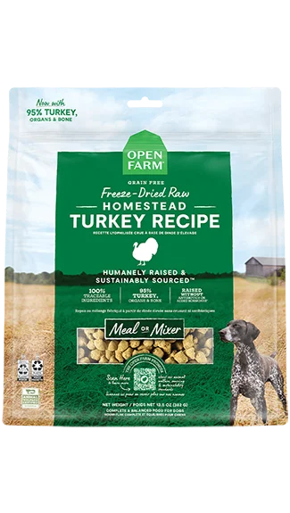 Best dog food for senior dogs with joint support and vitamins-Open Farm Freeze-dried Raw: Homestead Turkey