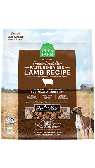 Best dog food for active dogs with endurance-boosting nutrients and energy-Open Farm Freeze-dried Raw: Pasture-raised Lamb