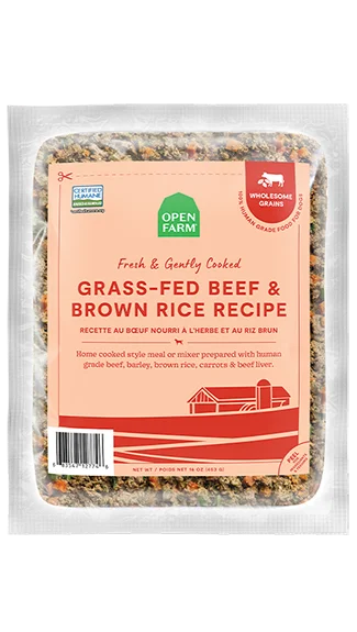 Premium dog food with freeze-dried raw pieces for added nutrients-Open Farm Gently Cooked Dog Food: Beef & Brown Rice