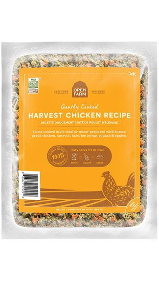 Wet dog food with real lamb and vegetables for a nutritious meal-Open Farm Gently Cooked Dog Food: Chicken