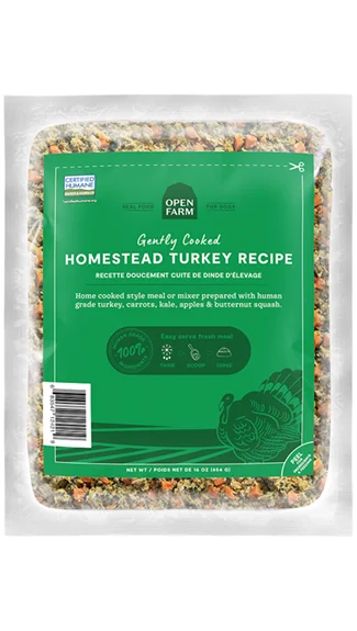 Dog food with chia seeds for added fiber and omega fatty acids-Open Farm Gently Cooked Dog Food: Homestead Turkey