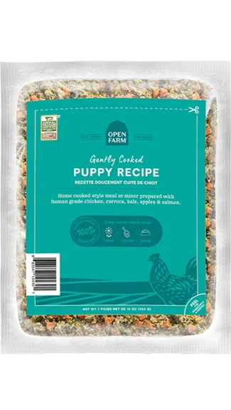 Grain-inclusive dog food with brown rice for balanced nutrition and fiber-Open Farm Gently Cooked Dog Food: Puppy