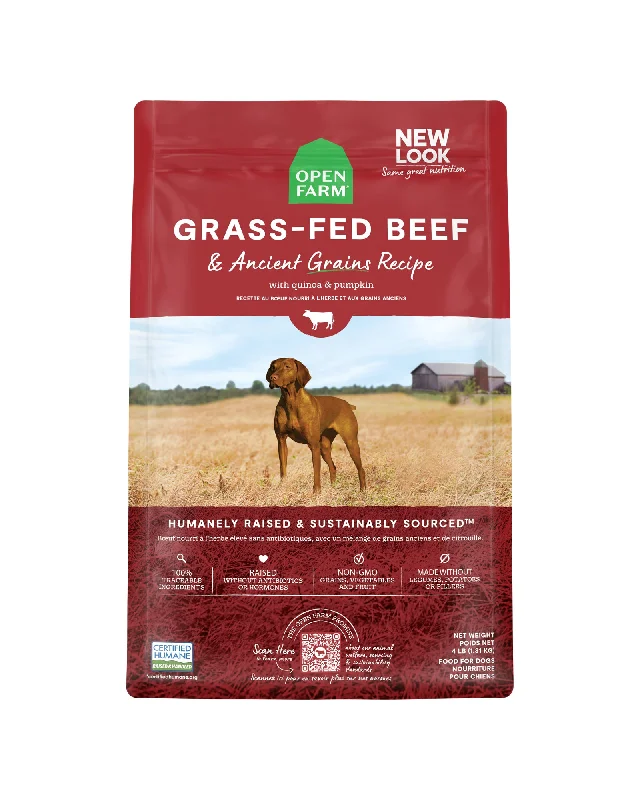 Grain-free dog food with salmon and sweet potato for sensitive dogs-Grass-Fed Beef & Ancient Grains Dog Food