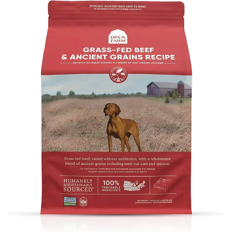 Best dog food with no by-products for a healthier, more nutritious meal-Open Farm® Grass-Fed Beef & Ancient Grains Dry Dog Food