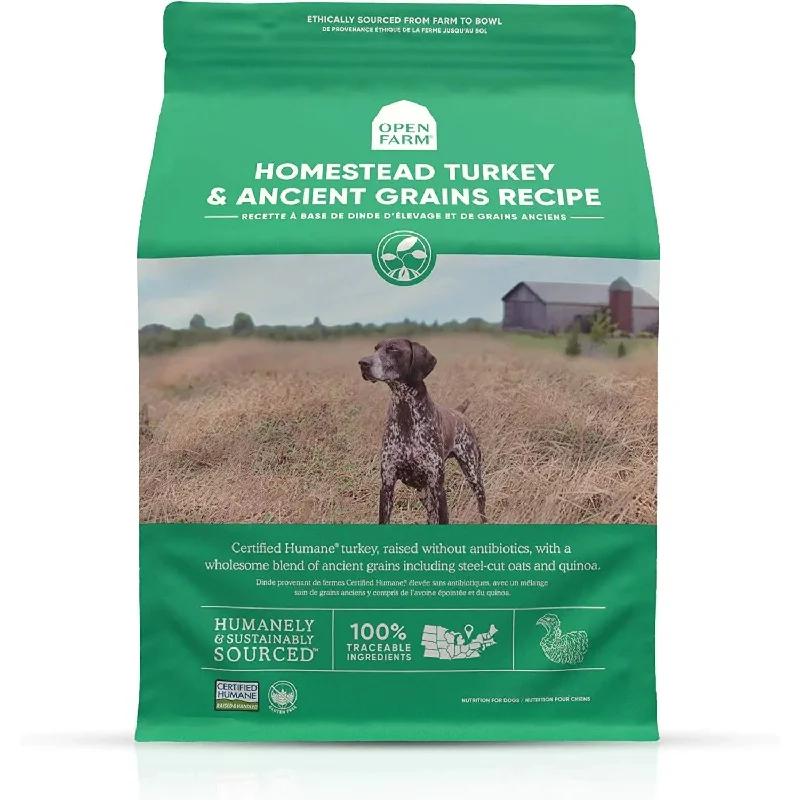 Dog food with pumpkin and carrots for improved digestion and overall health-Open Farm® Homestead Turkey & Ancient Grains Dry Dog Food