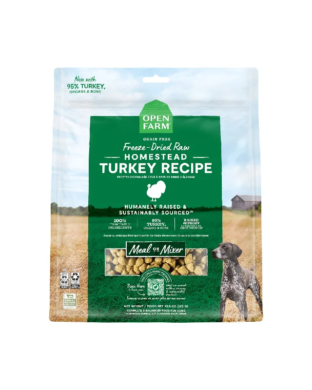 Grain-free dog food with turkey for a low-fat, high-protein diet-Homestead Turkey Freeze Dried Raw Dog Food