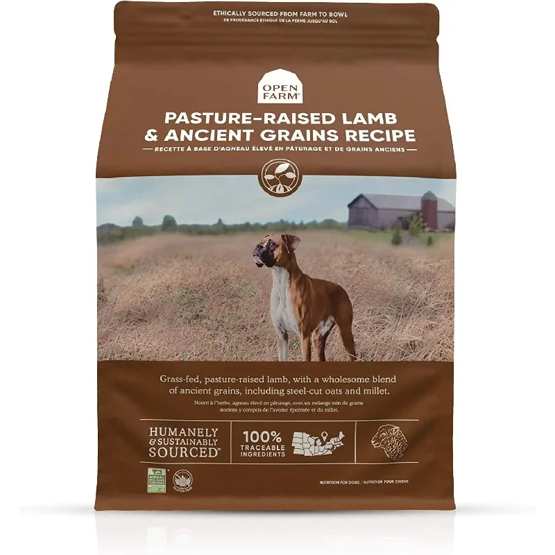 Best dog food for dogs with IBS with easily digestible, gentle ingredients-Open Farm® Pasture-Raised Lamb & Ancient Grain Dry Dog Food