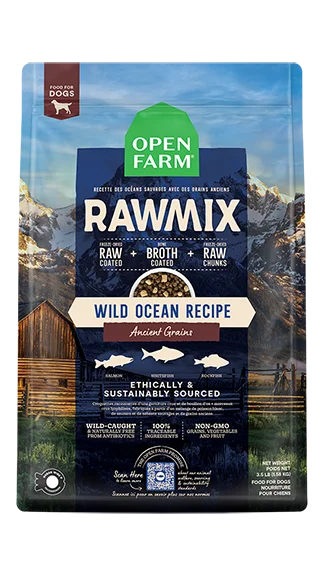 Premium dog food with no artificial preservatives for better health-Open Farm RawMix Dog Food: Wild Ocean Recipe w/ Ancient Grains