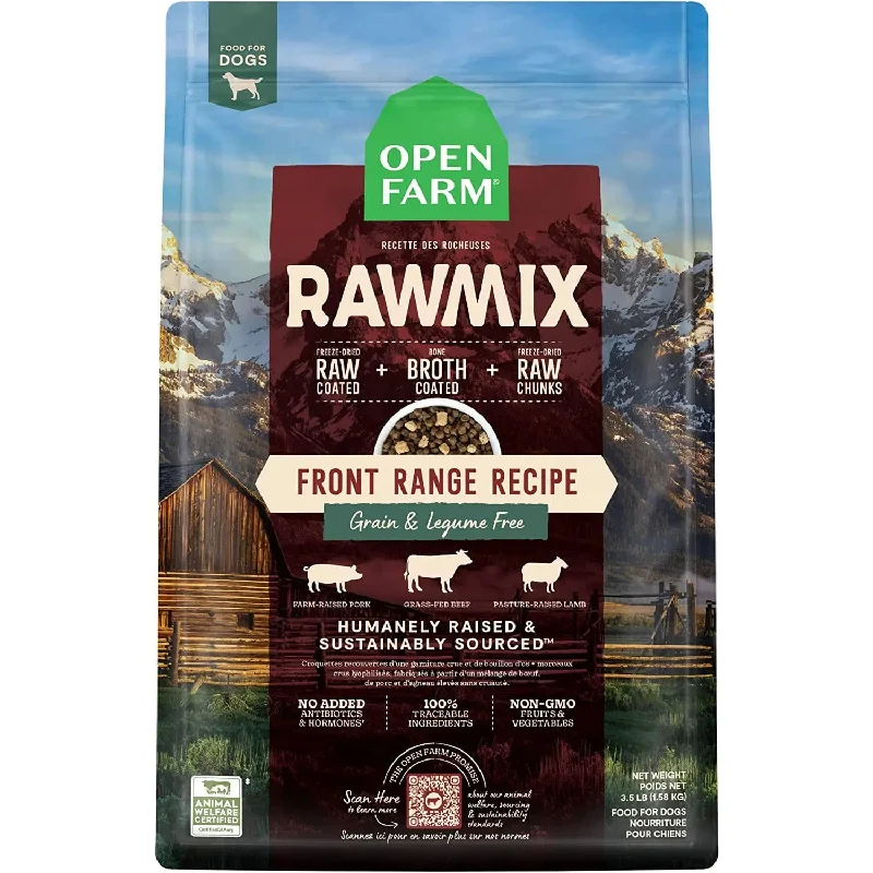 Best dog food for active dogs with endurance-boosting nutrients and energy-Open Farm RawMix Front Range Recipe Grain & Legume Free Dog