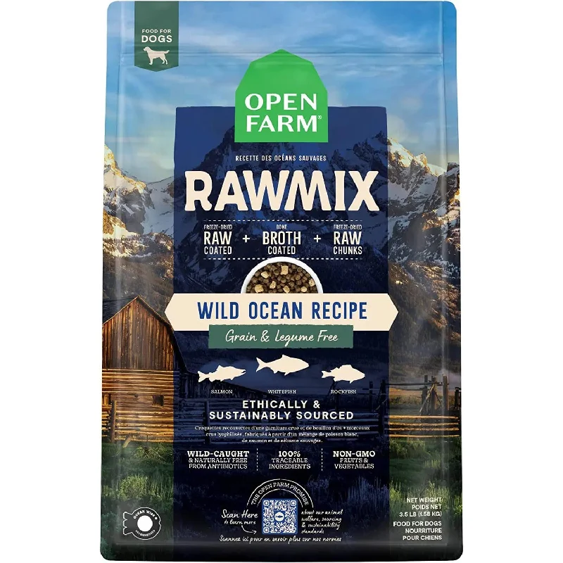 Grain-inclusive dog food with brown rice for balanced nutrition and fiber-Open Farm RawMix Wild Ocean Recipe Grain & Legume Free Dog