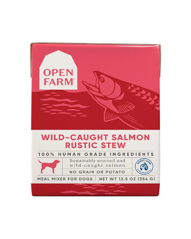 Best dog food for dental health with kibble that helps reduce plaque buildup-Wild-Caught Salmon Rustic Stew Wet Dog Food - Case of 12