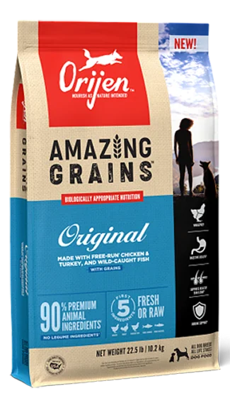 Best dog food for muscle building with a high-protein formula-ORIJEN Amazing Grains: Original Recipe