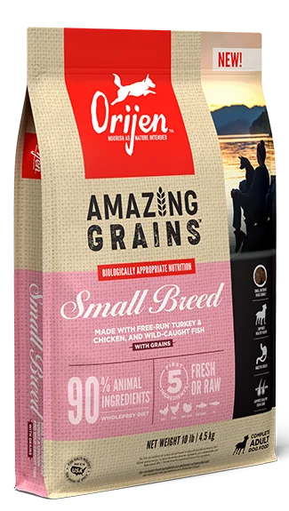 Best dog food with organic brown rice for a nutritious, whole-grain option-ORIJEN Amazing Grains: Small Breed