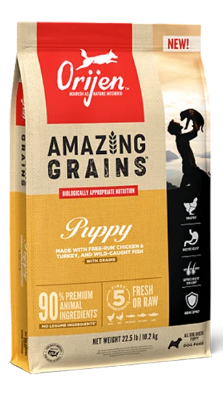 Best dog food with added vitamins and minerals for overall health support-ORIJEN Amazing Grains: Puppy Recipe