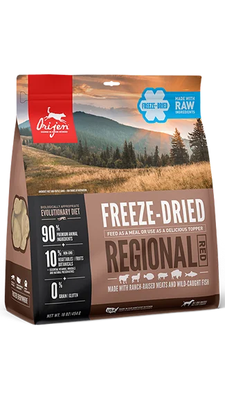 Wet dog food with lamb and rice for easy digestion and flavor-ORIJEN Freeze-Dried Food: Regional Red