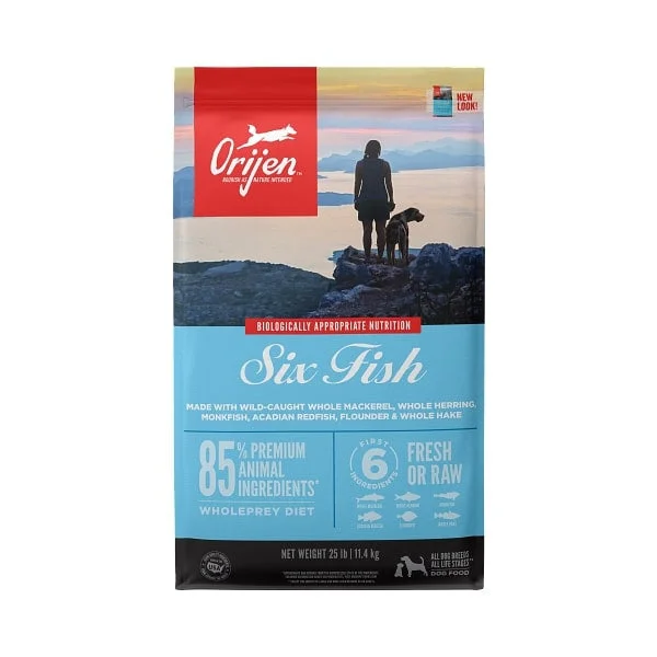 Wet dog food with beef and potatoes for a hearty, filling meal-ORIJEN Six Fish Dry Dog Food