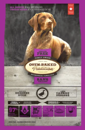 Best dog food with a high-fat content for active dogs and energy-Oven Baked Tradition Dog Food (Grain Free Duck 5lbs)