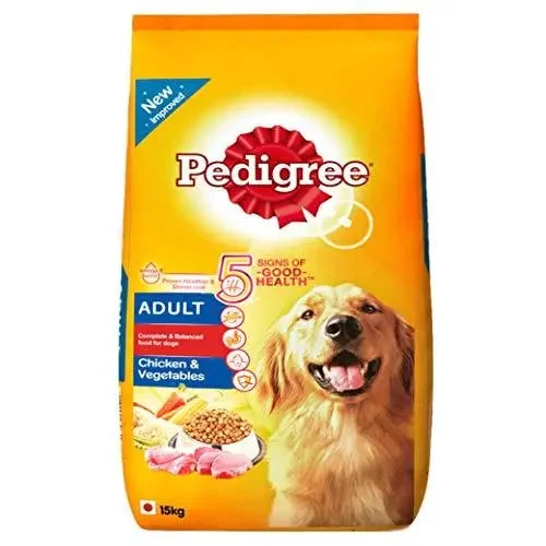 Best dog food with high-quality fish oils for healthy skin and coat-Pedigree Adult Dry Dog Food, Chicken & Vegetables – 15 kg Pack