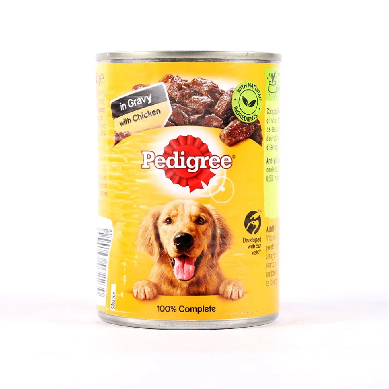 Best dog food with high-quality fish oils for healthy skin and coat-PEDIGREE DOG FOOD CHICKEN IN GRAVY TIN 400 GM