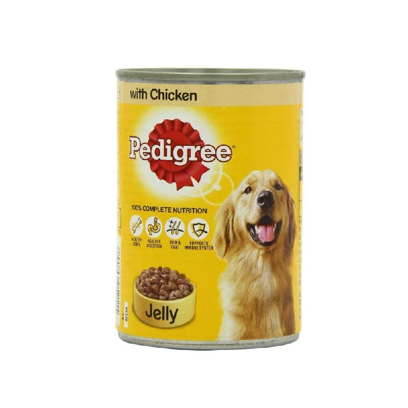 Grain-inclusive dog food with brown rice for balanced nutrition and fiber-PEDIGREE DOG FOOD JELLY CHICKEN TIN 385 GM