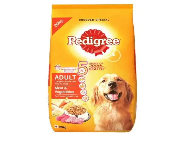 Best dog food for pregnant dogs with extra nutrients for fetal development-Pedigree Dry Dog Food, Meat & Vegetables for Adult Dogs – 20 kg