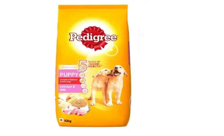 Best dog food for active dogs with endurance-boosting nutrients and energy-Pedigree Puppy Dog Food Chicken & Milk, 10 kg Pack