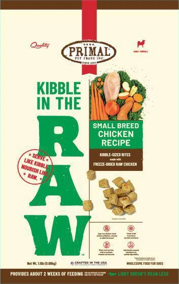 Best dog food for pregnant dogs with extra nutrients for fetal development-Primal Kibble In The Raw - Small Breed Chicken Recipe Dog