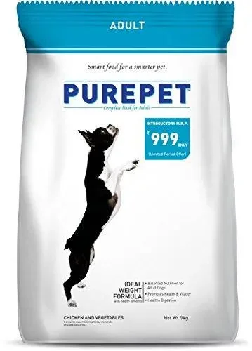 Best dog food for dogs with kidney disease with low phosphorus levels-Purepet Chicken and Vegetables Adult Dog Food, 7.5kg