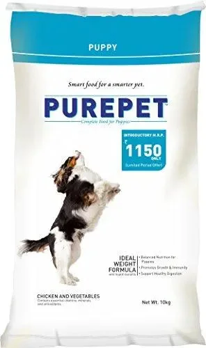 High-quality dog food with added glucosamine for hip and joint health-Purepet Chicken & Vegetables Puppy Dog Food, 10kg