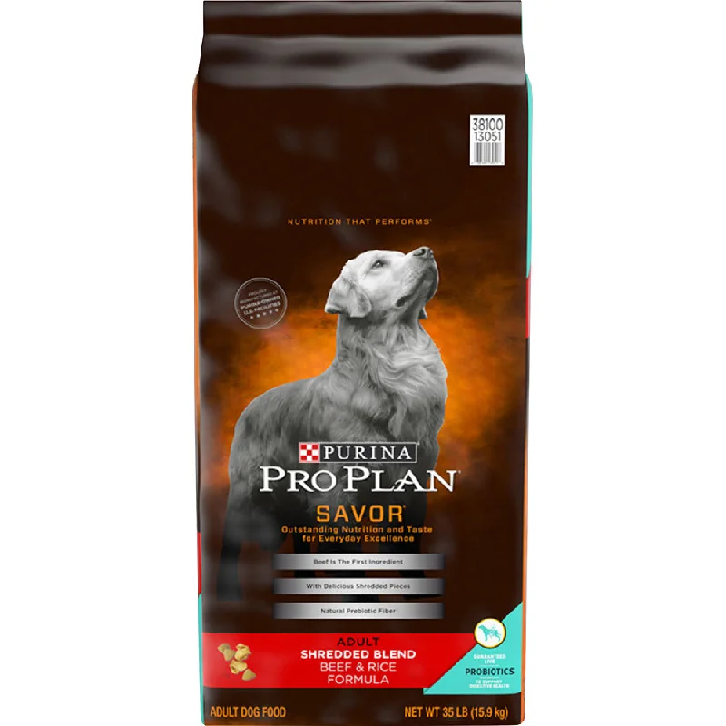 Best dog food with no artificial flavors for a healthier, more natural diet-Purina Pro Plan Savor Adult Shredded Blend Beef & Rice Formula Dry Dog Food