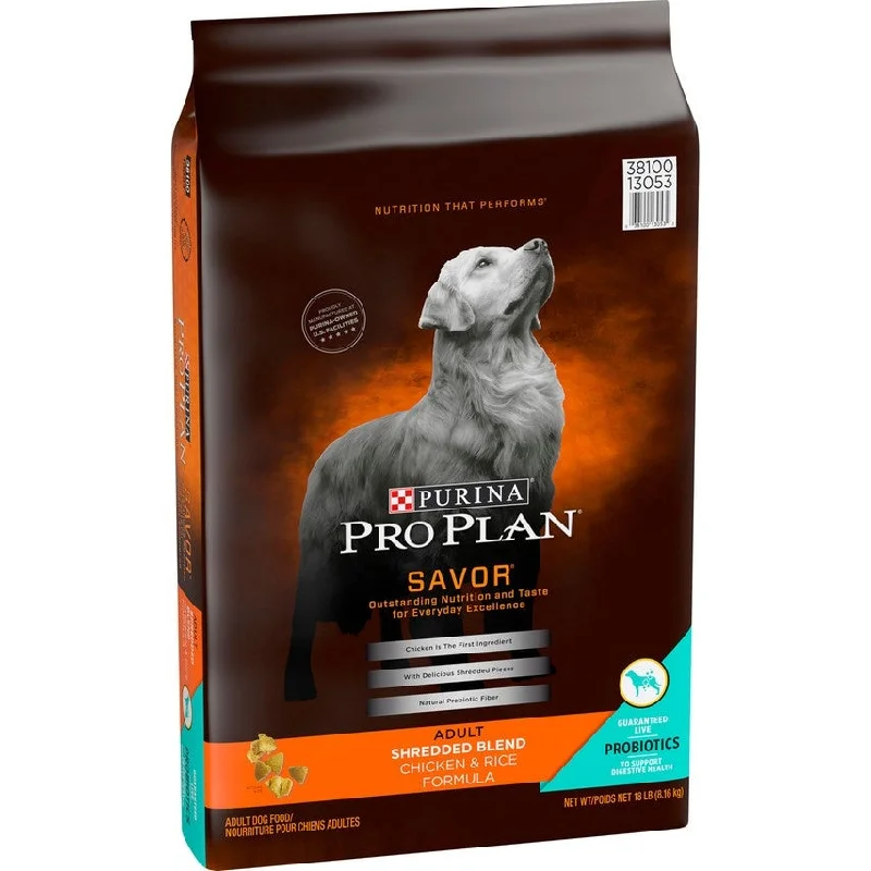 Gluten-free dog food with brown rice for balanced nutrition and energy-Purina Pro Plan Savor Adult Shredded Blend Chicken & Rice Formula Dry Dog Food