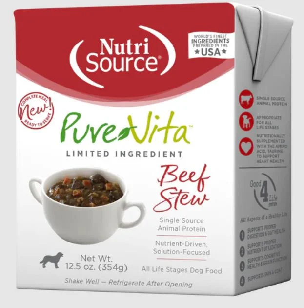 Best dog food with probiotics to support digestion and immune system-Nutri Source PureVita Beef Stew ; Dog Food ; 12.5 oz