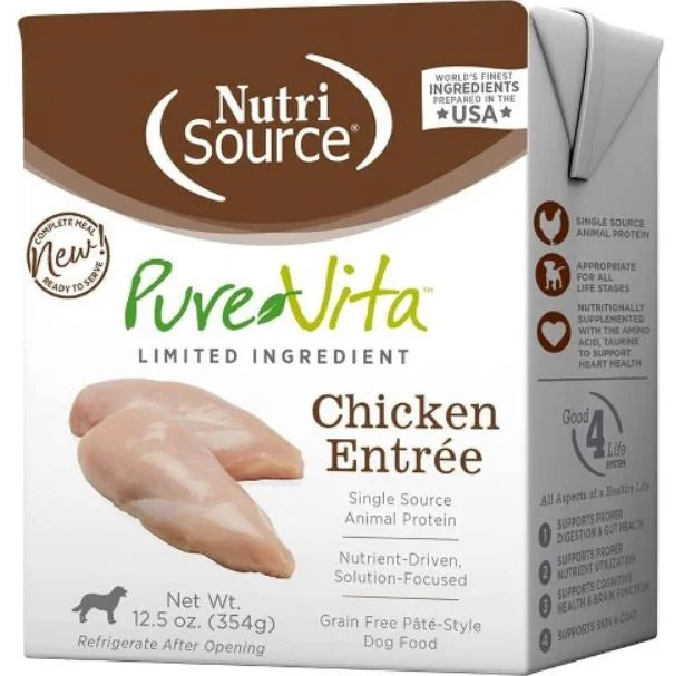 Best dog food for dogs with arthritis with glucosamine and chondroitin-Nutri Source PureVita Chicken Entree ; Pate Style ; Dog Food ; 12.5 oz