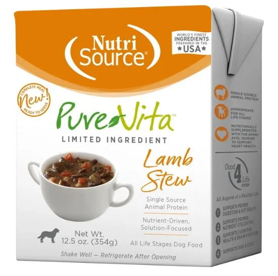 Raw dog food with fresh ingredients for a more natural diet-Nutri Source PureVita Lamb Stew ; Dog Food ; 12.5 oz