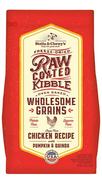 Grain-free dog food with sweet potatoes for better digestion and energy-Stella & Chewy's Raw Coated Kibble with Wholesome Grains: Cage-Free Chicken Recipe