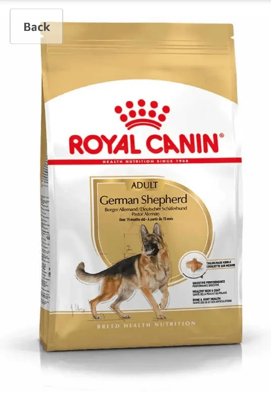 Dog food with probiotics and prebiotics for healthy digestion and gut flora-Royal Canin German Shepherd Adult, 3 kg get 400g food free