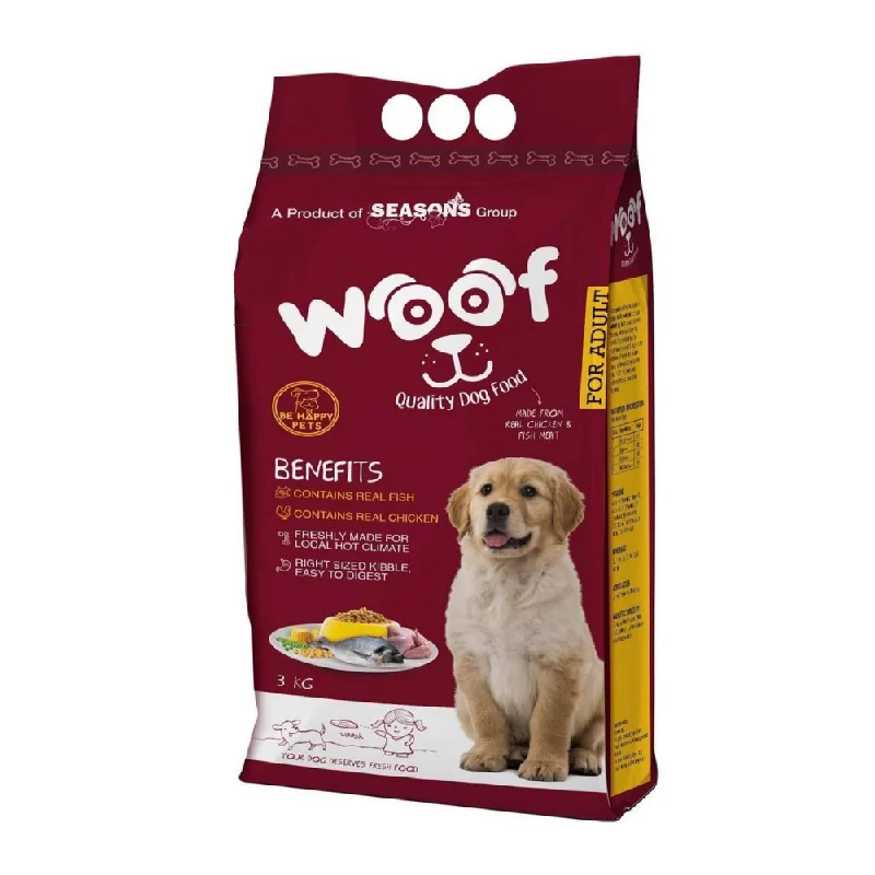 Hypoallergenic dog food with salmon for sensitive dogs and skin care-SEASONS WOOF DOG FOOD ADULT CHICKEN AND FISH MEAT 3 KG