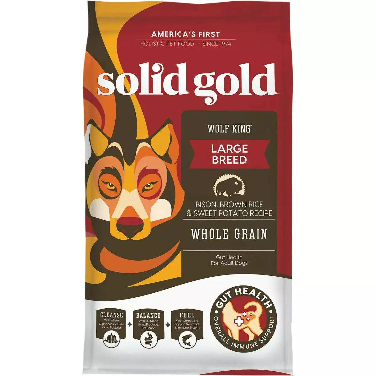 Wet dog food with real lamb and vegetables for a nutritious meal-Solid Gold® Wolf King® Bison, Brown Rice & Sweet Potatoes Dog Food,