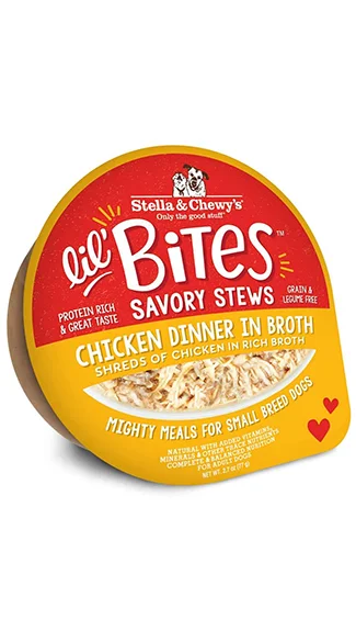 High-fiber dog food with pumpkin for better digestion and gut health-Stella & Chewy's Lil' Bites Savory Stews: Chicken Dinner in Broth