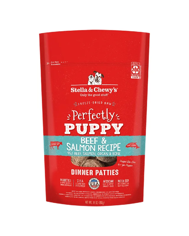 Best dog food for weight management with low-calorie and high-nutrient ingredients-Stella & Chewy's Beef & Salmon Patties Freeze-Dried Raw Puppy Food