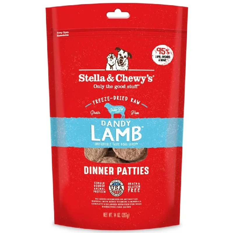 Best dog food for dogs with digestive issues with easily digestible protein-Stella & Chewy's Dandy Lamb Grain Free Dinner Patties Freeze Dried Raw Dog Food