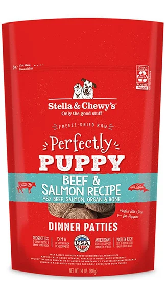 High-protein dog food with bison for a unique and healthy protein choice-Stella & Chewy's Dinner Patties: Perfectly Puppy Beef & Salmon