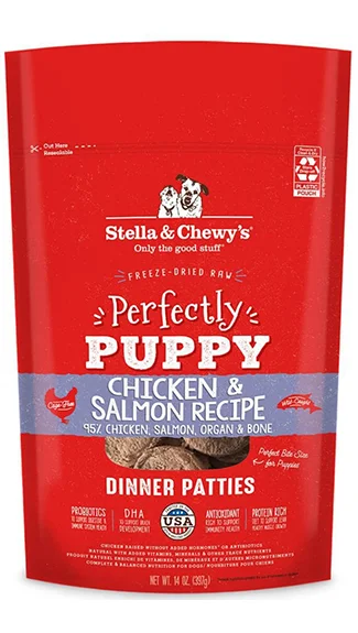 Dog food with added kelp for improved thyroid function and overall health-Stella & Chewy's Dinner Patties: Perfectly Puppy Chicken & Salmon