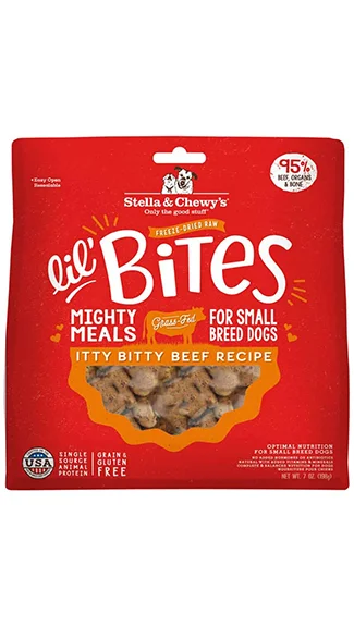 High-protein dog food with rabbit for a novel protein source for dogs-Stella & Chewy's Lil' Bites Mighty Meals: Itty Bitty Beef